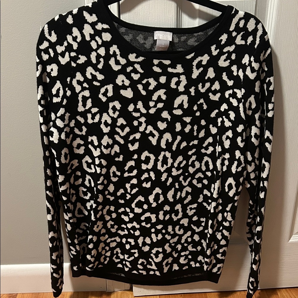 Chico's Monochrome Animal Print Top